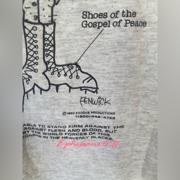 Vintage 90s Exodus Productions Fenwick Religious Armor of God Unisex Graphic Tee - Picture 4 of 7